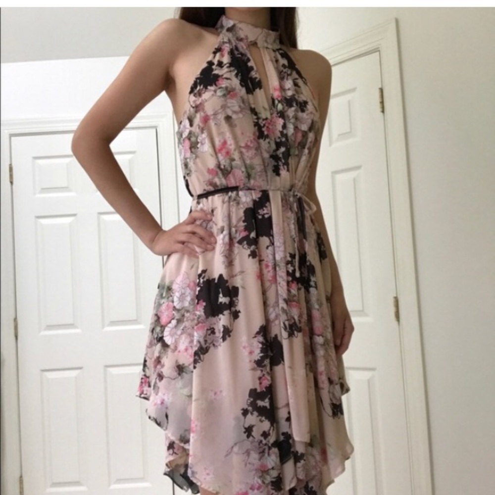 Angel London halter pink dress midi length